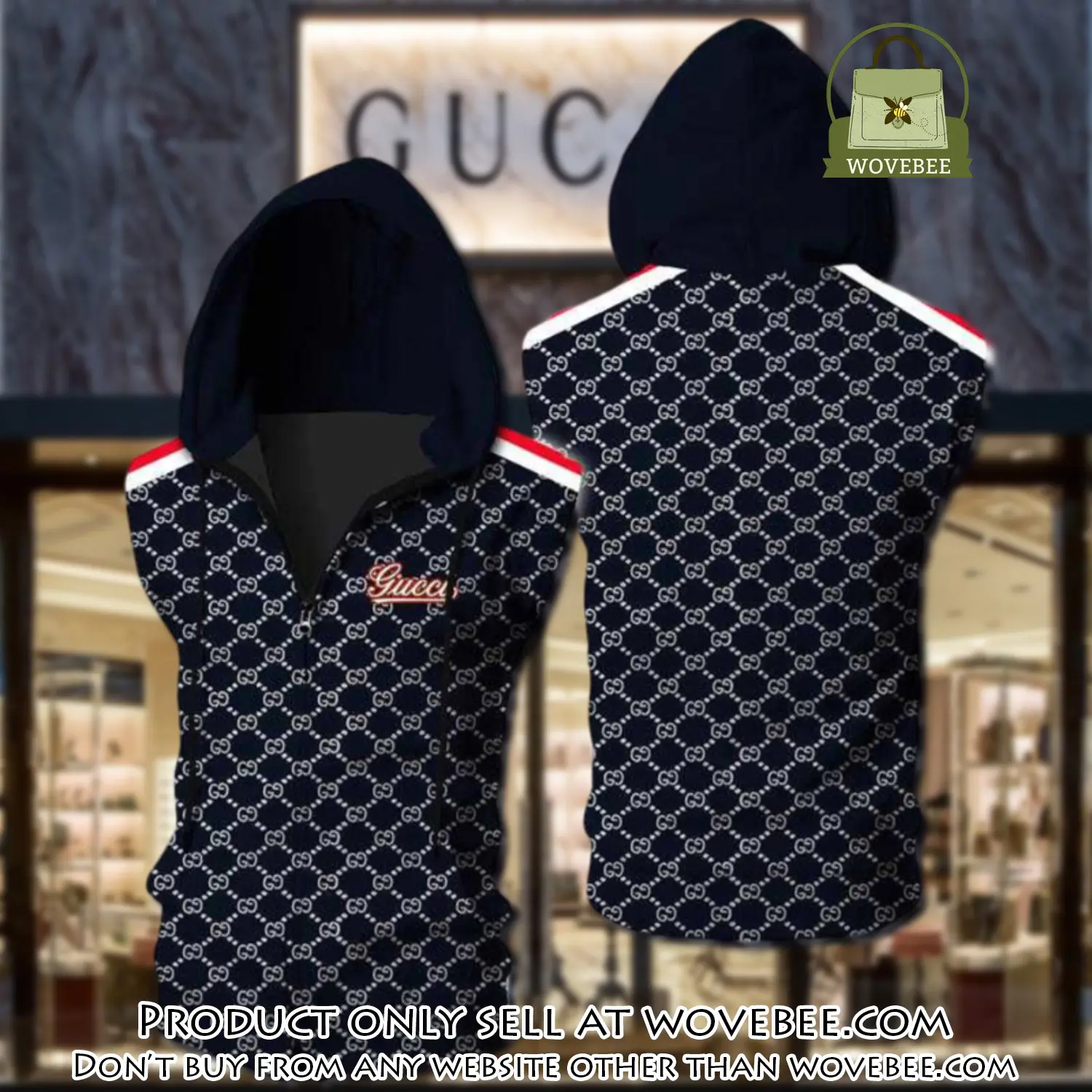 Gucci navy unisex sleeveless zip up hoodie luxury for men women szh006 wvb0526615